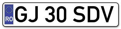 Placuta inmatriculare numar auto  GJ-30-SDV, GJ 30 SDV, GJ30SDV