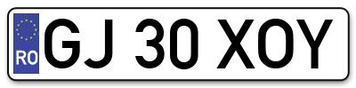 Placuta inmatriculare numar auto  GJ-30-XOY, GJ 30 XOY, GJ30XOY
