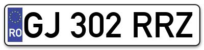 Placuta inmatriculare numar auto  GJ-302-RRZ, GJ 302 RRZ, GJ302RRZ