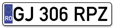 Placuta inmatriculare numar auto  GJ-306-RPZ, GJ 306 RPZ, GJ306RPZ