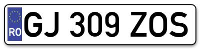 Placuta inmatriculare numar auto  GJ-309-ZOS, GJ 309 ZOS, GJ309ZOS