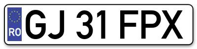 Placuta inmatriculare numar auto  GJ-31-FPX, GJ 31 FPX, GJ31FPX