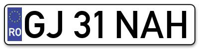 Placuta inmatriculare numar auto  GJ-31-NAH, GJ 31 NAH, GJ31NAH
