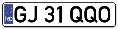 Placuta inmatriculare numar auto  GJ-31-QQO, GJ 31 QQO, GJ31QQO