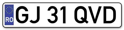 Placuta inmatriculare numar auto  GJ-31-QVD, GJ 31 QVD, GJ31QVD