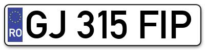 Placuta inmatriculare numar auto  GJ-315-FIP, GJ 315 FIP, GJ315FIP