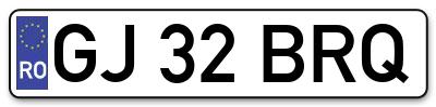 Placuta inmatriculare numar auto  GJ-32-BRQ, GJ 32 BRQ, GJ32BRQ