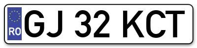 Placuta inmatriculare numar auto  GJ-32-KCT, GJ 32 KCT, GJ32KCT