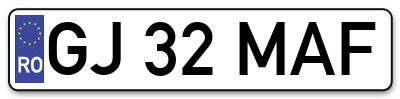 Placuta inmatriculare numar auto  GJ-32-MAF, GJ 32 MAF, GJ32MAF