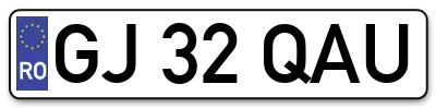 Placuta inmatriculare numar auto  GJ-32-QAU, GJ 32 QAU, GJ32QAU
