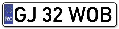 Placuta inmatriculare numar auto  GJ-32-WOB, GJ 32 WOB, GJ32WOB
