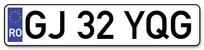 Placuta inmatriculare numar auto  GJ-32-YQG, GJ 32 YQG, GJ32YQG