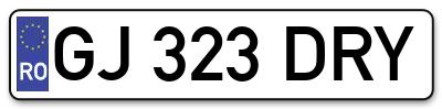 Placuta inmatriculare numar auto  GJ-323-DRY, GJ 323 DRY, GJ323DRY