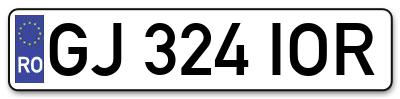 Placuta inmatriculare numar auto  GJ-324-IOR, GJ 324 IOR, GJ324IOR
