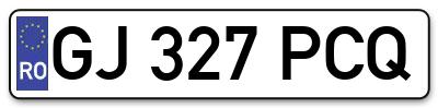 Placuta inmatriculare numar auto  GJ-327-PCQ, GJ 327 PCQ, GJ327PCQ