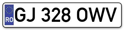 Placuta inmatriculare numar auto  GJ-328-OWV, GJ 328 OWV, GJ328OWV
