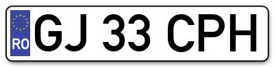 Placuta inmatriculare numar auto  GJ-33-CPH, GJ 33 CPH, GJ33CPH