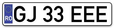 Placuta inmatriculare numar auto  GJ-33-EEE, GJ 33 EEE, GJ33EEE