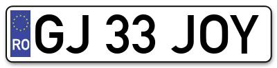 Placuta inmatriculare numar auto  GJ-33-JOY, GJ 33 JOY, GJ33JOY