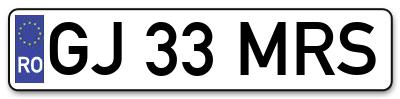Placuta inmatriculare numar auto  GJ-33-MRS, GJ 33 MRS, GJ33MRS