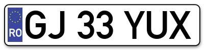 Placuta inmatriculare numar auto  GJ-33-YUX, GJ 33 YUX, GJ33YUX