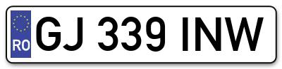 Placuta inmatriculare numar auto  GJ-339-INW, GJ 339 INW, GJ339INW