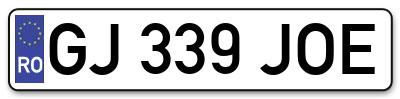 Placuta inmatriculare numar auto  GJ-339-JOE, GJ 339 JOE, GJ339JOE