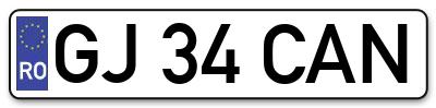 Placuta inmatriculare numar auto  GJ-34-CAN, GJ 34 CAN, GJ34CAN