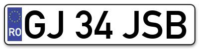 Placuta inmatriculare numar auto  GJ-34-JSB, GJ 34 JSB, GJ34JSB