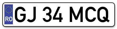 Placuta inmatriculare numar auto  GJ-34-MCQ, GJ 34 MCQ, GJ34MCQ
