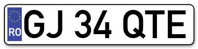 Placuta inmatriculare numar auto  GJ-34-QTE, GJ 34 QTE, GJ34QTE