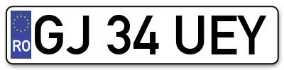 Placuta inmatriculare numar auto  GJ-34-UEY, GJ 34 UEY, GJ34UEY