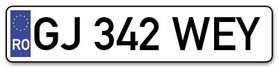 Placuta inmatriculare numar auto  GJ-342-WEY, GJ 342 WEY, GJ342WEY