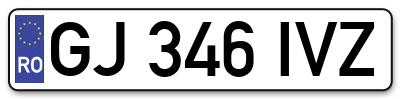 Placuta inmatriculare numar auto  GJ-346-IVZ, GJ 346 IVZ, GJ346IVZ