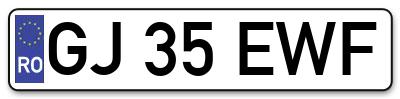Placuta inmatriculare numar auto  GJ-35-EWF, GJ 35 EWF, GJ35EWF