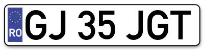 Placuta inmatriculare numar auto  GJ-35-JGT, GJ 35 JGT, GJ35JGT