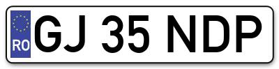 Placuta inmatriculare numar auto  GJ-35-NDP, GJ 35 NDP, GJ35NDP