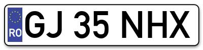 Placuta inmatriculare numar auto  GJ-35-NHX, GJ 35 NHX, GJ35NHX