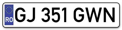 Placuta inmatriculare numar auto  GJ-351-GWN, GJ 351 GWN, GJ351GWN