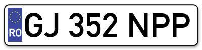 Placuta inmatriculare numar auto  GJ-352-NPP, GJ 352 NPP, GJ352NPP