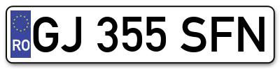 Placuta inmatriculare numar auto  GJ-355-SFN, GJ 355 SFN, GJ355SFN