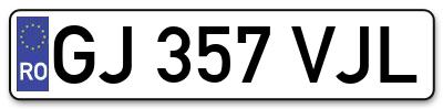 Placuta inmatriculare numar auto  GJ-357-VJL, GJ 357 VJL, GJ357VJL