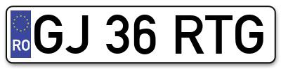 Placuta inmatriculare numar auto  GJ-36-RTG, GJ 36 RTG, GJ36RTG