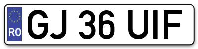 Placuta inmatriculare numar auto  GJ-36-UIF, GJ 36 UIF, GJ36UIF
