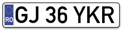Placuta inmatriculare numar auto  GJ-36-YKR, GJ 36 YKR, GJ36YKR