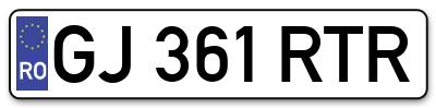 Placuta inmatriculare numar auto  GJ-361-RTR, GJ 361 RTR, GJ361RTR