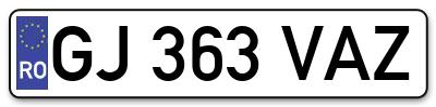Placuta inmatriculare numar auto  GJ-363-VAZ, GJ 363 VAZ, GJ363VAZ