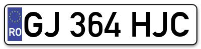 Placuta inmatriculare numar auto  GJ-364-HJC, GJ 364 HJC, GJ364HJC