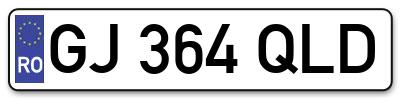 Placuta inmatriculare numar auto  GJ-364-QLD, GJ 364 QLD, GJ364QLD