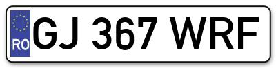 Placuta inmatriculare numar auto  GJ-367-WRF, GJ 367 WRF, GJ367WRF